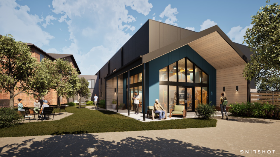 Rendering of exterior courtyard